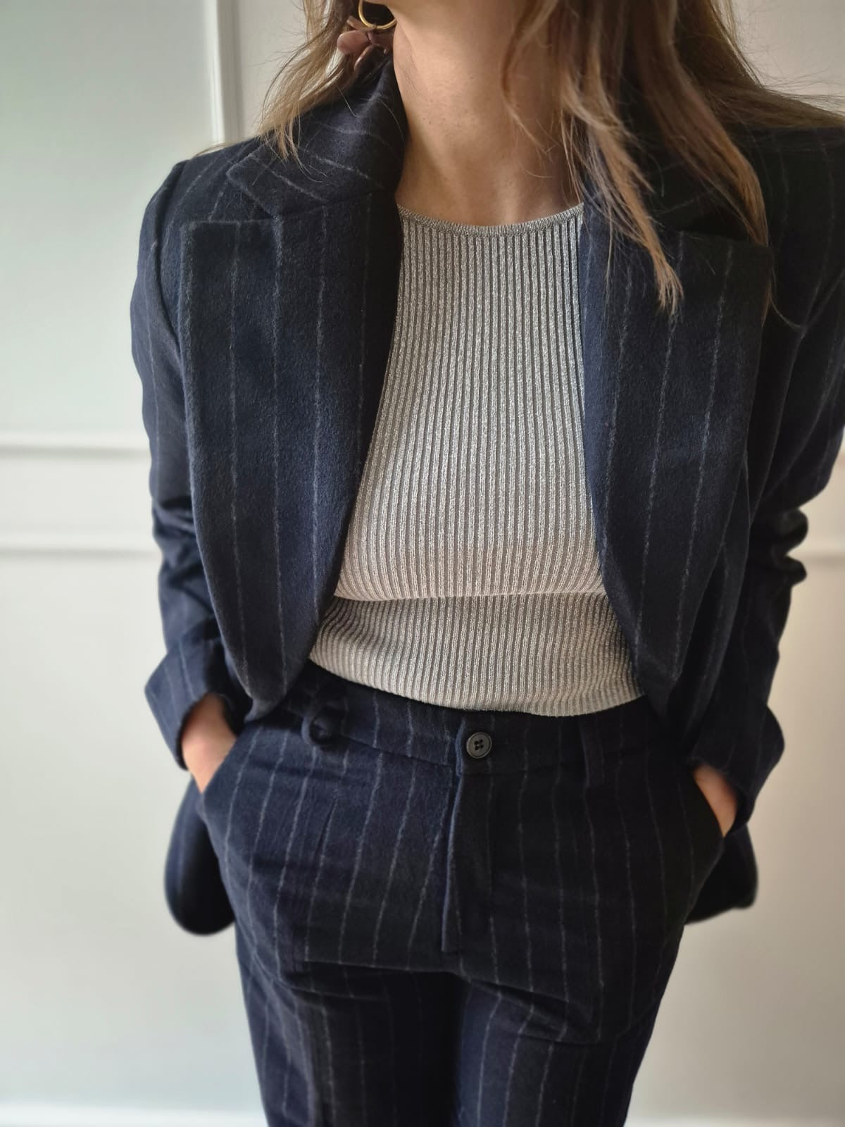 Nadelstreifen-Blazer aus Wollmischung