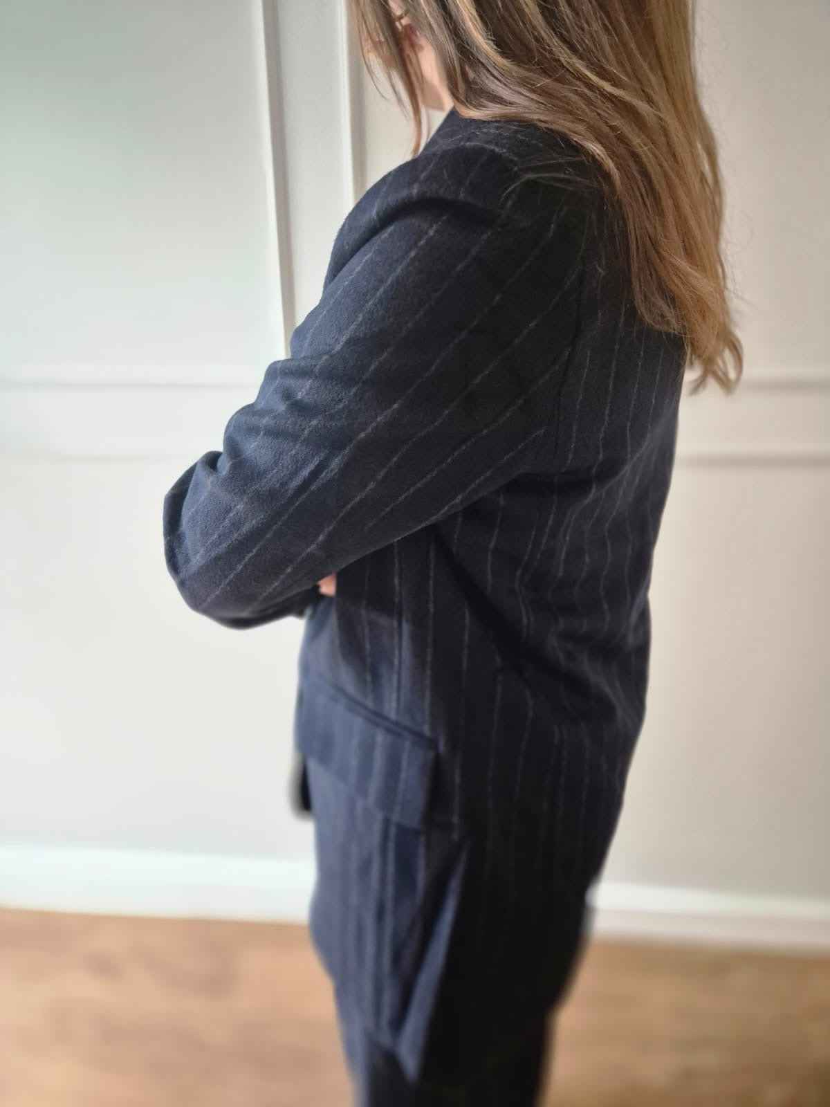 Nadelstreifen-Blazer aus Wollmischung