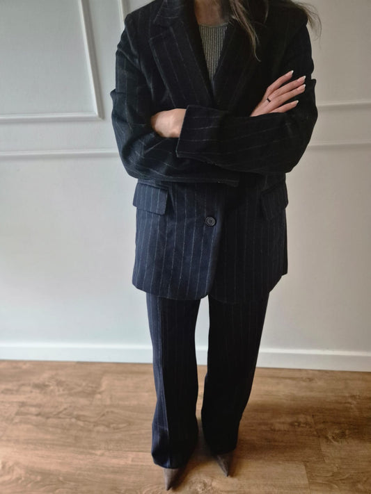 Fein gestreifte Wollmischungshose