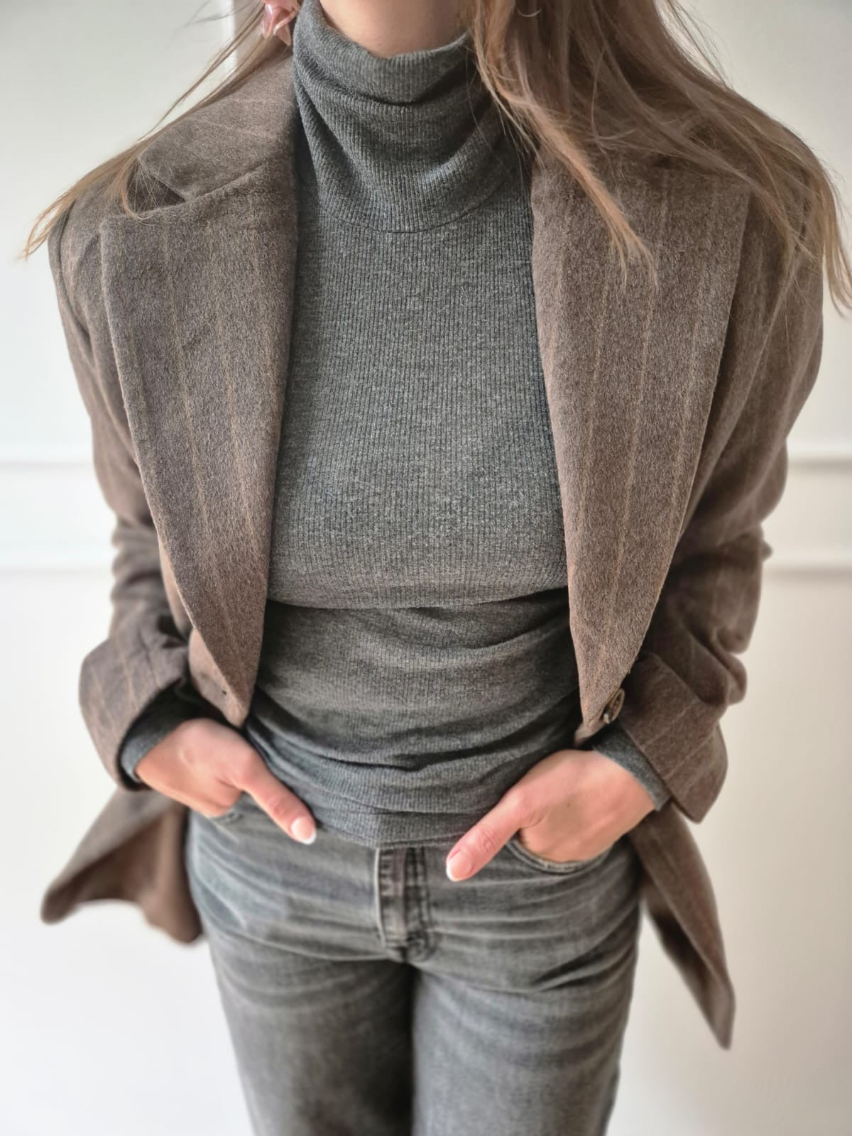 Nadelstreifen-Blazer aus Wollmischung